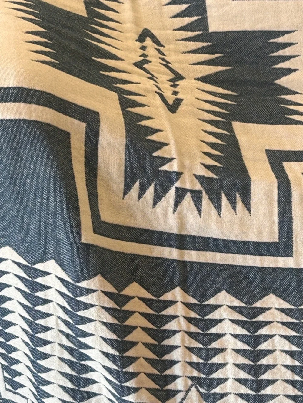 Woven Outdoor Indoor Blanket SxSW TH 2 Side Native Pattern Blue + Natural